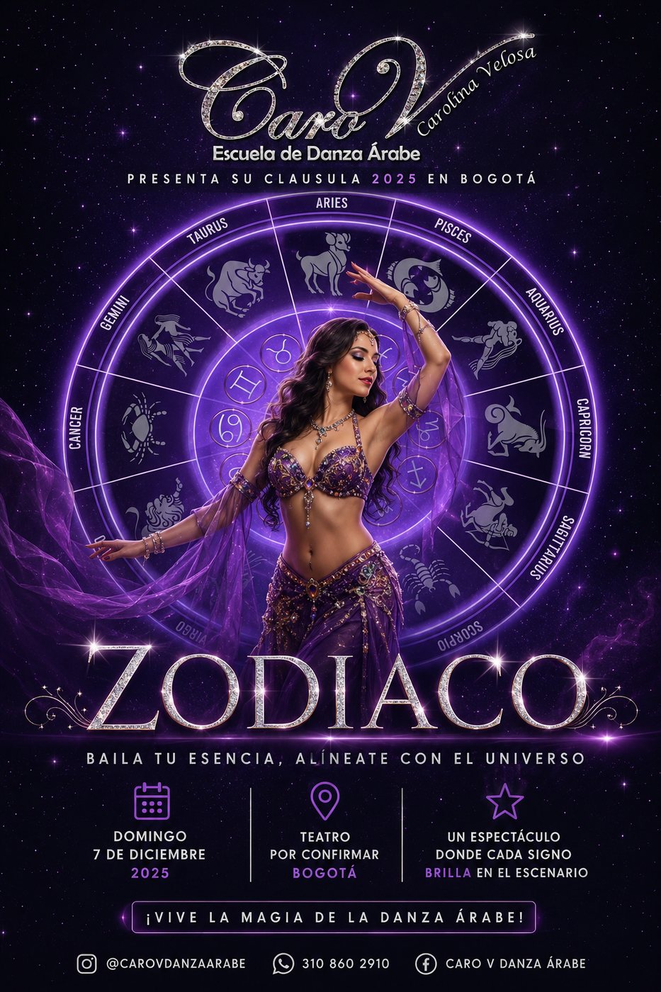 Portada de la Cláusula 2025 Zodiaco de Caro V Escuela de Danza Árabe